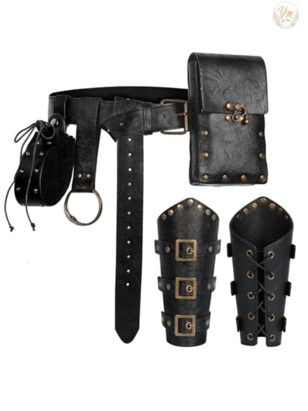 Faux Leather Renaissance Belt Pouch Set Medieval Costume Accessories
